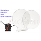 Conjunto de 10 Kits completos de relógio de mesa redondo acoplado com lente protetora  na COR: ACRILICA